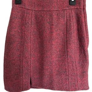H&M | Wool Skirt | Red and Gray | Side Zipper and Front Slit